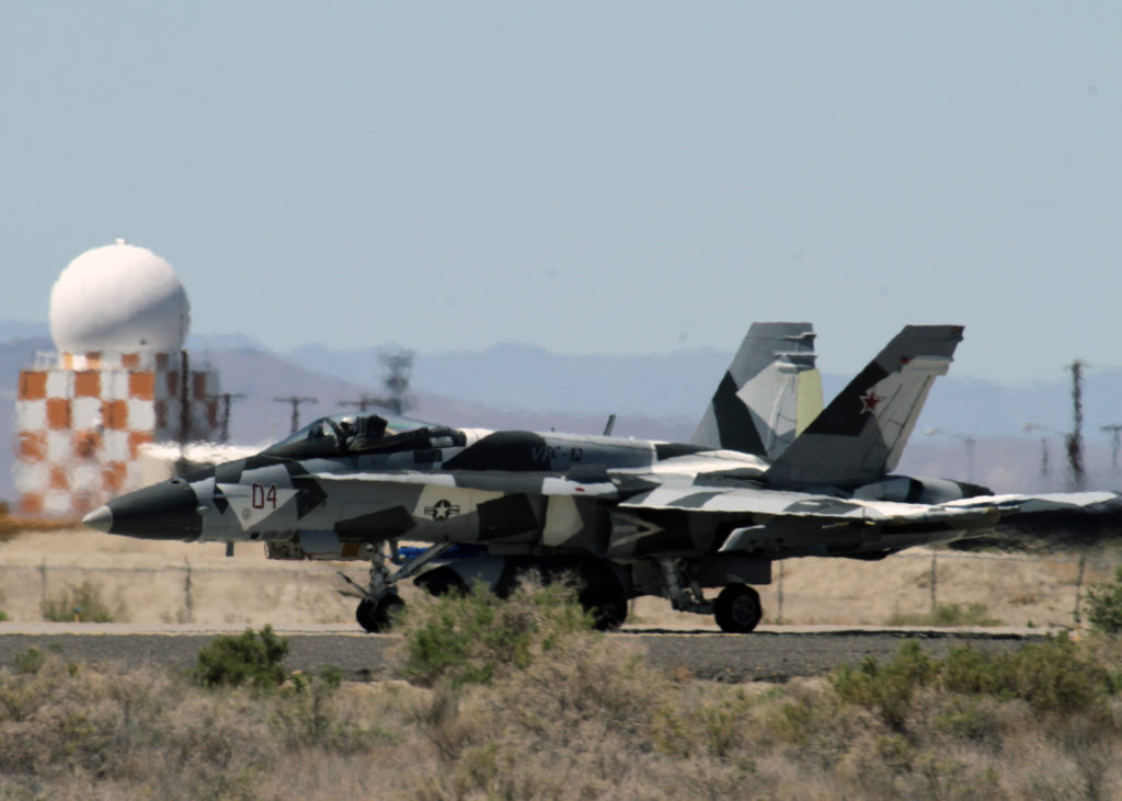 150429-N-IM823-033  FALLON, Nev. (April 29, 2015) An F/A-18A Hornet attached to the Fighting Omars of Fighter Squadron Composite (VFC) 12 taxis at Naval Air Station (NAS) Fallon. (U.S. Navy photo by Mass Communication Specialist 1st Class Joseph R. Vincent/Released)